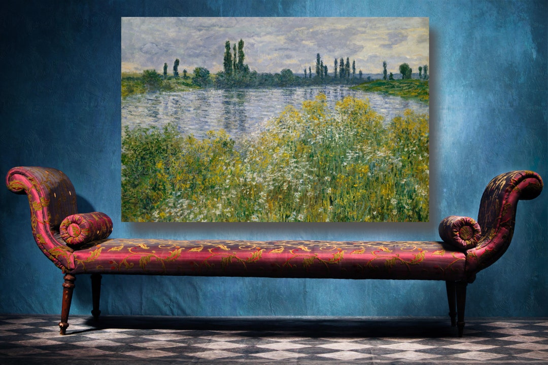 Claude Monet - Banks of the Seine Vetheuil Wall Art, Large Unframed ...