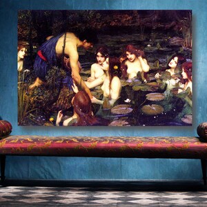 Stampa di Ila e le Ninfe: poster artistico di John William Waterhouse