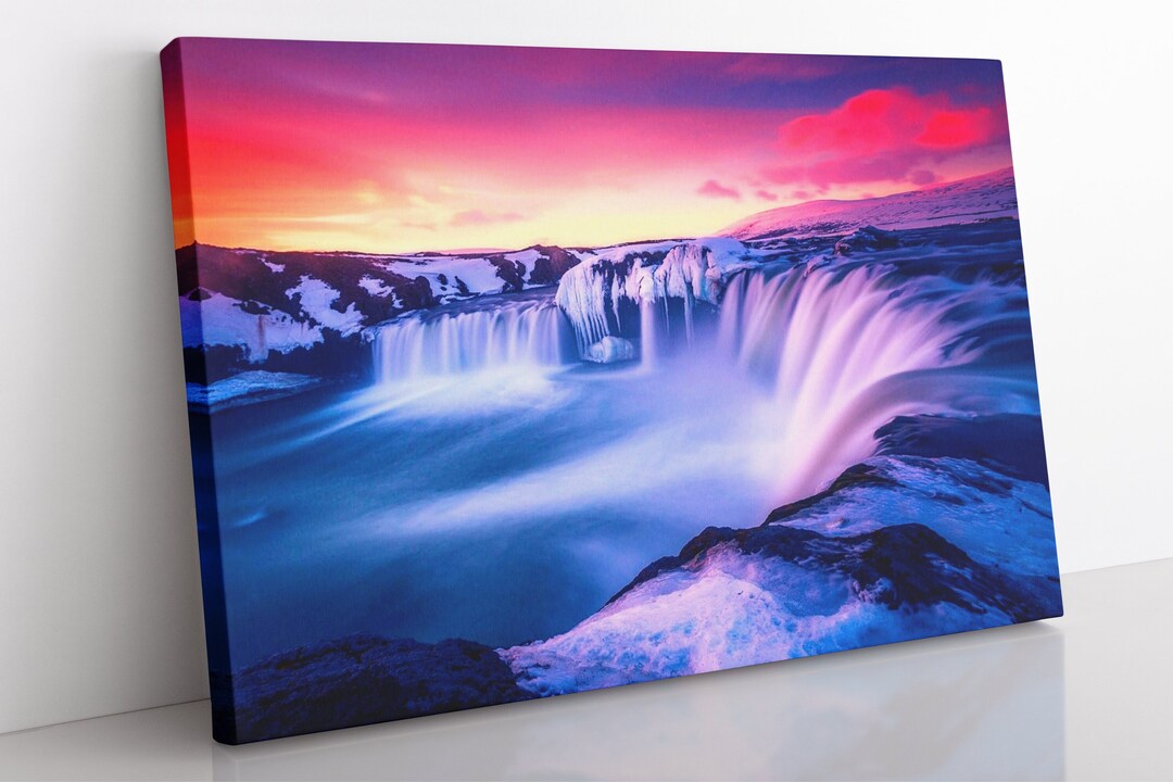 Godafoss Waterfall Canvas Print: Framed Landscape Wall Art - Etsy
