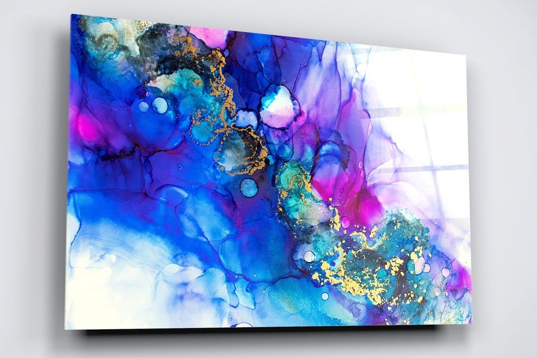 Abstract Art Acrylic Glass Wall Art, Large High Gloss Boho Home Decor