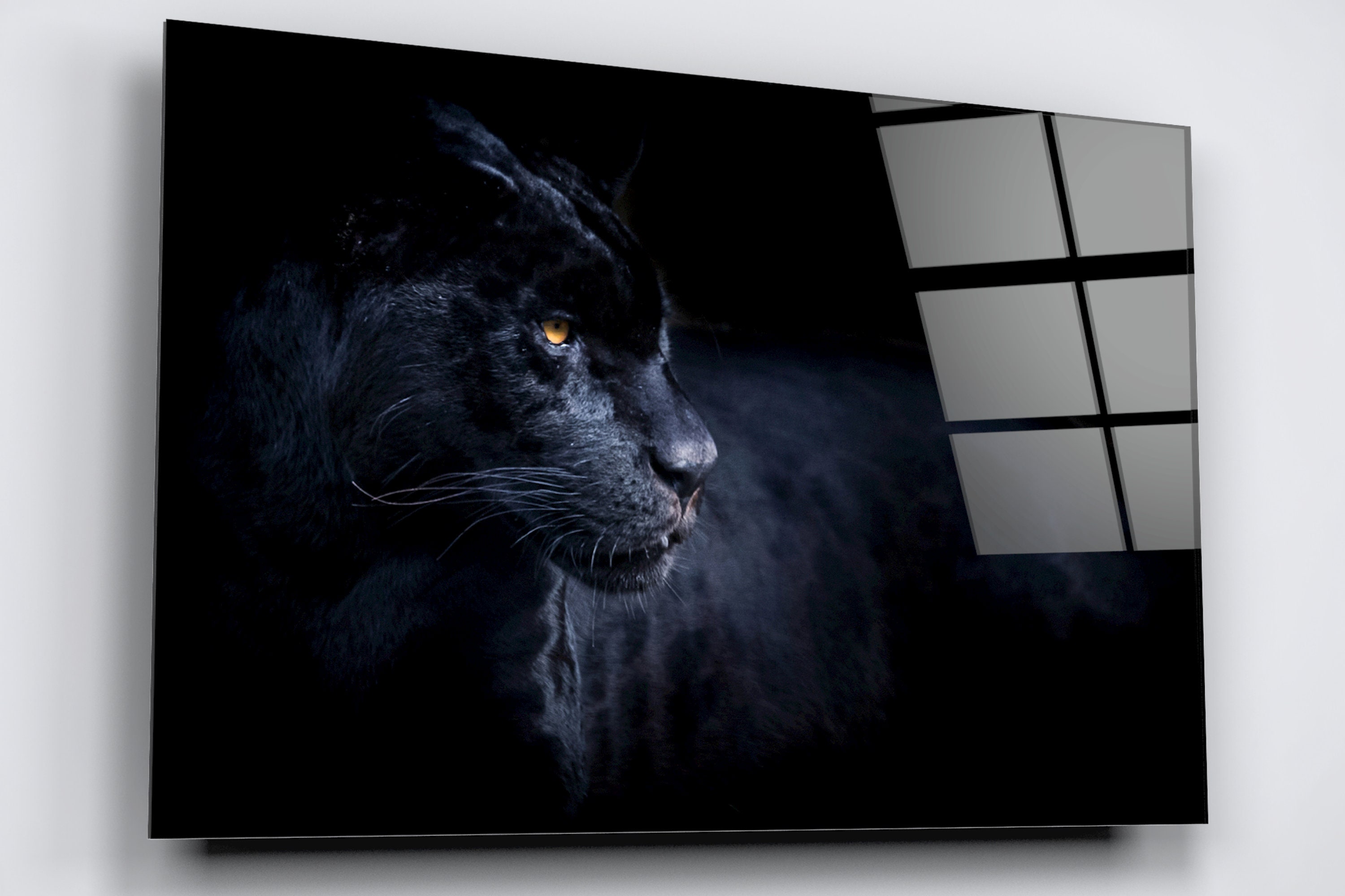 Black Panther Acrylic Glass Wall Art: High Gloss Modern Print