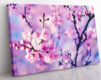 Japanese Cherry Blossom Flower Canvas Wall Art, Large Framed Floral Home Decor Wall Art, Aesthetic Room Decor, Ready To Hang Nature Wall Art