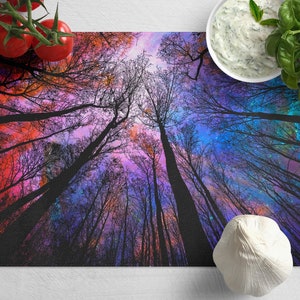 Tree Canopy Tempered Glass Cutting Board: Nature Landscape Kitchen Decor