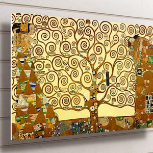 Gustav Klimt - The Tree Of Life Aluminium Wall Art, Waterproof Metal Fine Art Print Home Decor Wall Art, Ready To Hang Classical Art Print.