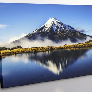 Mount Taranaki Canvas Print: New Zealand Mountain Lake Landscape Art