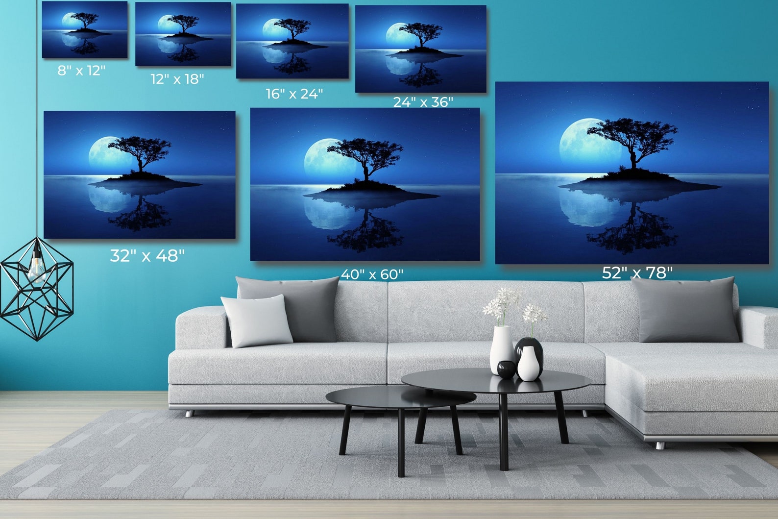 Full Moon Tree of Life Landscape Canvas Wall Art Framed Moon - Etsy UK