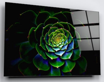 Cactus Floral Acrylic Glass Wall Art: High Gloss Home Decor