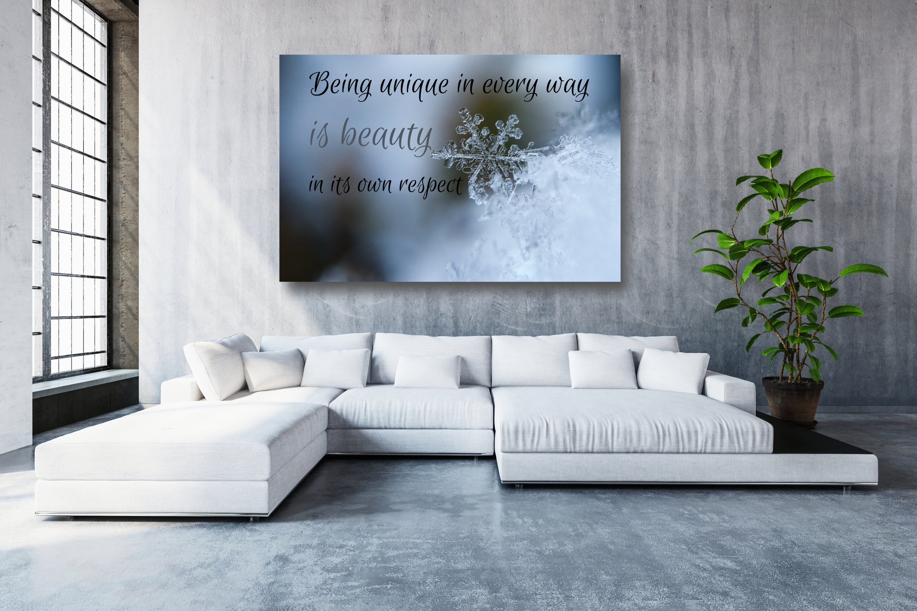 Being Unique Inspirational Quote Canvas Wall Art Large Framed Etsy
