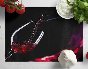 Planche à découper en verre trempé en verre de vin rouge, décoration de cuisine