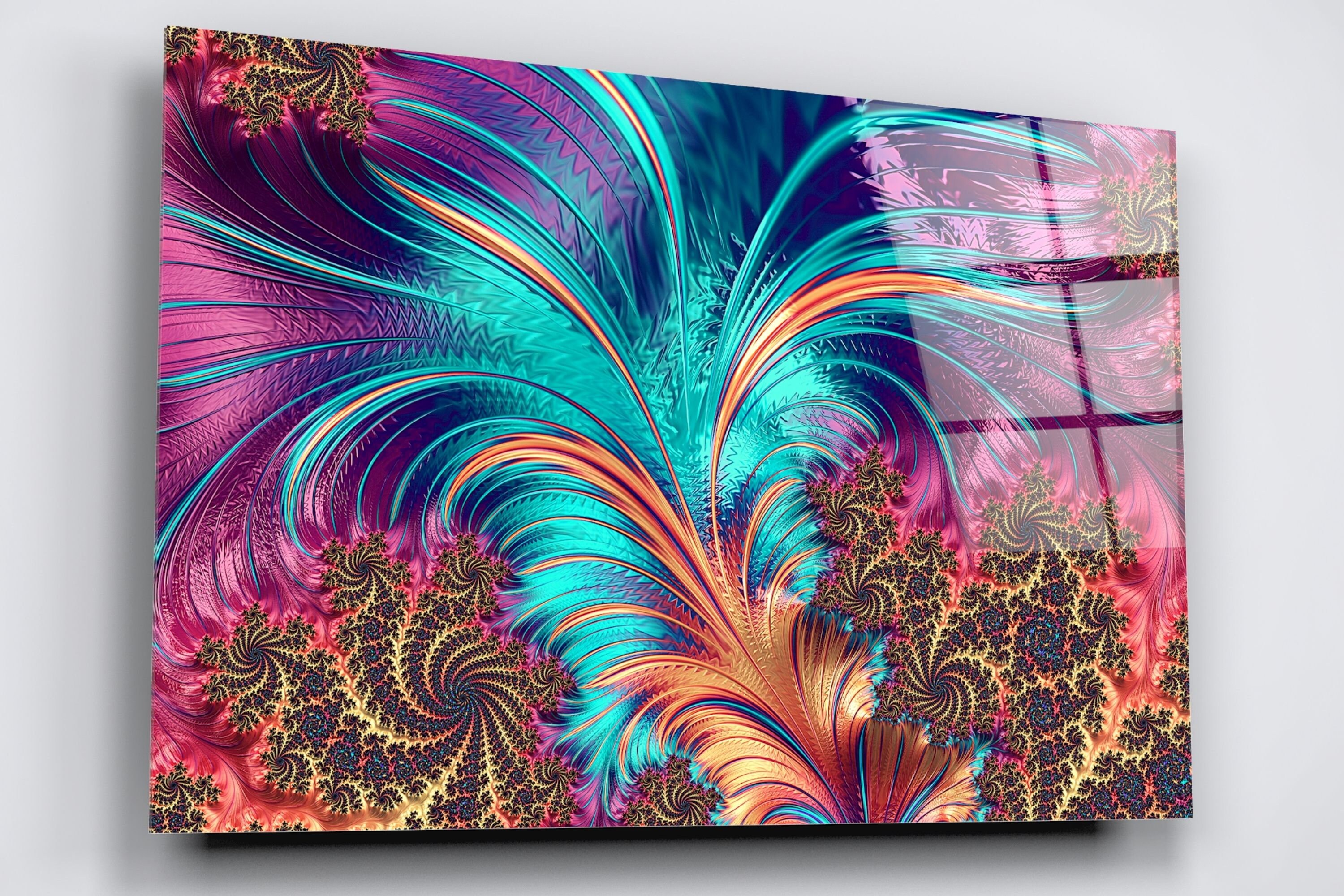 Abstract Art Acrylic Glass Wall Art Large High Gloss Boho Etsy