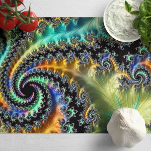Fractal Abstract Art Tempered Glass Cutting Board: Boho Kitchen Decor