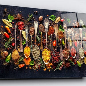Herbs and Spices Acrylic Glass Print: High Gloss Kitchen Wall Art