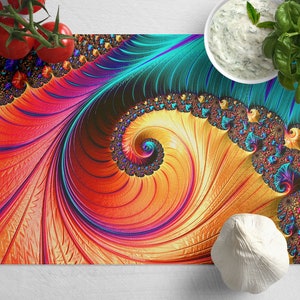 Fractal Art Tempered Glass Cutting Board: Boho Kitchen Decor