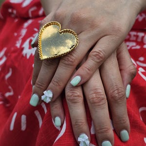 Gold Plated Heart Adjustable Size Ring