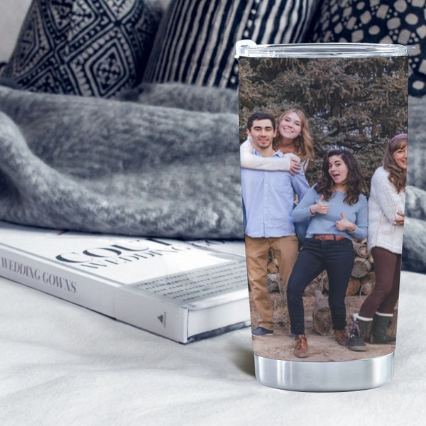20 Unzen Edelstahl-Fototasse Personalisierte Bild Tumbler Bilder Drucken Benutzerdefinierte Wasserflasche Weihnachtsgeschenk für Familie Freunde