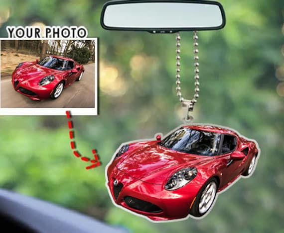 Wonsfuleu Decorazione per auto per cane, ciondolo per specchietto retrovisore per cani, decorazione per auto in acrilico 2D, simpatico ornamento per auto per amanti dei cani, per interni