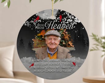 Ornamento commemorativo personalizzato con foto, ornamento in ceramica in ricordo del papà