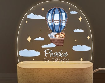 Personalized Name Night Light, Baby Night Light, Bedroom Bedside Light for Newborn Baby Birth Gift, Cute Animal Night Lamp, Nursery Decor