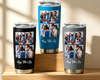 Tazza da viaggio personalizzata per la festa del papà con foto, bicchiere termico personalizzato in acciaio inossidabile con immagine, regalo di anniversario per lui e per lei