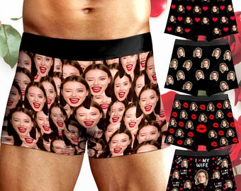 Personalized Face Boxers Photo Boxer Briefs, Custom Underwear for Him, Valentines Gift