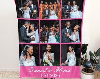 Custom Blanket with Pictures Collage, Custom Photo Blanket Gifts, Use Photos from Wedding