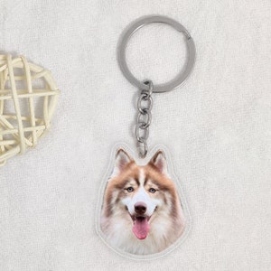 Personalized Pet Portrait Keychain, Custom Photo Keychain, Pet Memorial Gift, Acrylic Cat Keychian, Dog Portrait Keychain, Dog Lover Gift