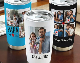 Gepersonaliseerde reismok met foto, aangepaste roestvrijstalen beker met afbeelding, jubileumcadeau voor hem/haar