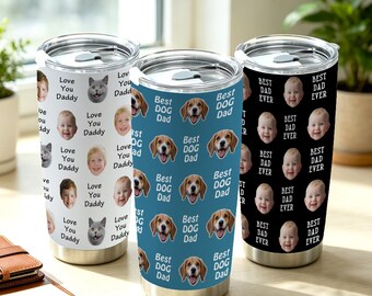 Bicchiere personalizzato con la faccina del bambino, tazza da viaggio con foto di famiglia per papà e mamma, regalo per la festa del papà, regali per il ritorno a scuola