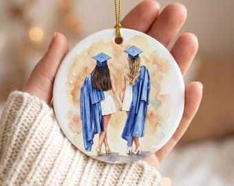 Ornamento regalo per coinquilini, ornamento personalizzato con foto ad acquerello, regalo ricordo per amici laureati