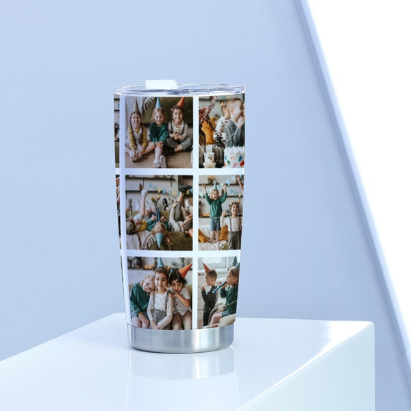 Bilder Collage Reisetasse Personalisierte Fotos Tumbler Benutzerdefinierte 4 * 3 Fotos Kaffeetasse Personalisierte Geburtstagsgeschenk Valentinstag Geschenk Für Sie