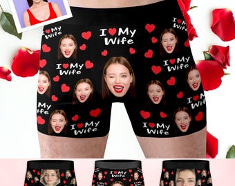 Gepersonaliseerde gezichtsboxershorts voor heren, op maat gemaakt ondergoed, grappig jubileumcadeau, Valentijnsdagcadeaus