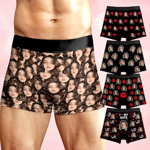 Cuecas personalizadas para homens, boxers personalizados com rosto, cuecas com foto, cuecas boxer personalizadas, presente de Natal para namorado e marido
