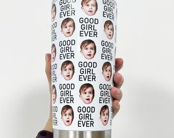 Custom Face Tumbler, Personalized Photo Travel Mug, Gift for Dad Mom Grandma