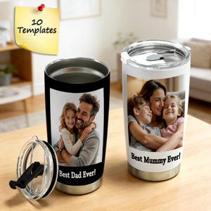Personalised Tumbler with Picture, Custom Photo Travel Mug, Grandma Gift, Gifts for Dad Mom