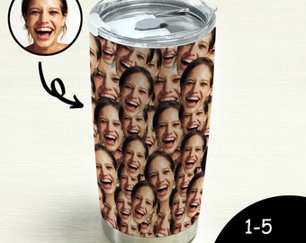 Custom Face Tumbler: Personalized Travel Cup with Multi Faces, Pet/Baby Face Gift