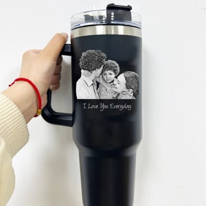 Vaso con foto familiar personalizado, taza térmica personalizada de 40 oz con pajita, regalo para el Día del Padre, recuerdos familiares, regalos para mamá y esposa.