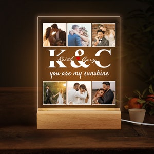 Personalized Collage Photo Night Light, Custom Photo LED Plaque, Couples Engagement Gifts, Custom Photo Night Lamp, Anniversary Gift for Her