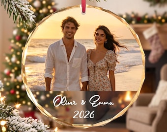 Ornamenti personalizzati con foto, ornamenti con foto di coppia, regali per coppie, ornamenti in vetro unici, regali ricordo di famiglia