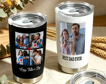 Tazza da viaggio personalizzata con foto, bicchiere termico in acciaio inossidabile con foto, regalo per la festa del papà