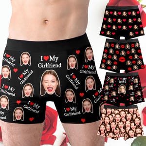 Personalisierte Gesicht Boxers, Benutzerdefinierte Foto Unterwäsche, Ich liebe meine Freundin Valentines Geschenk
