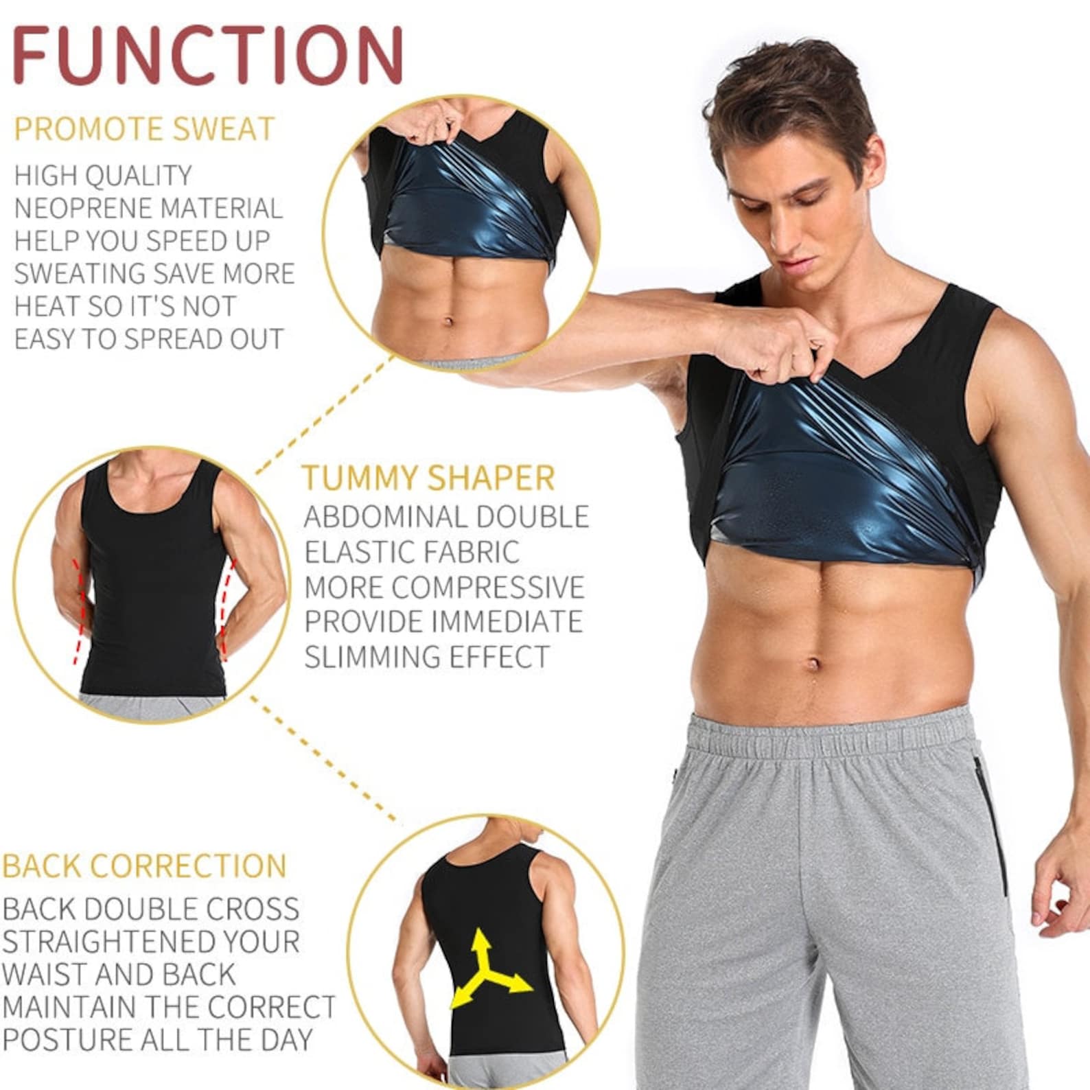 Men Sweat Shaper Vest Enhancing Compression Wear Sweat Etsy