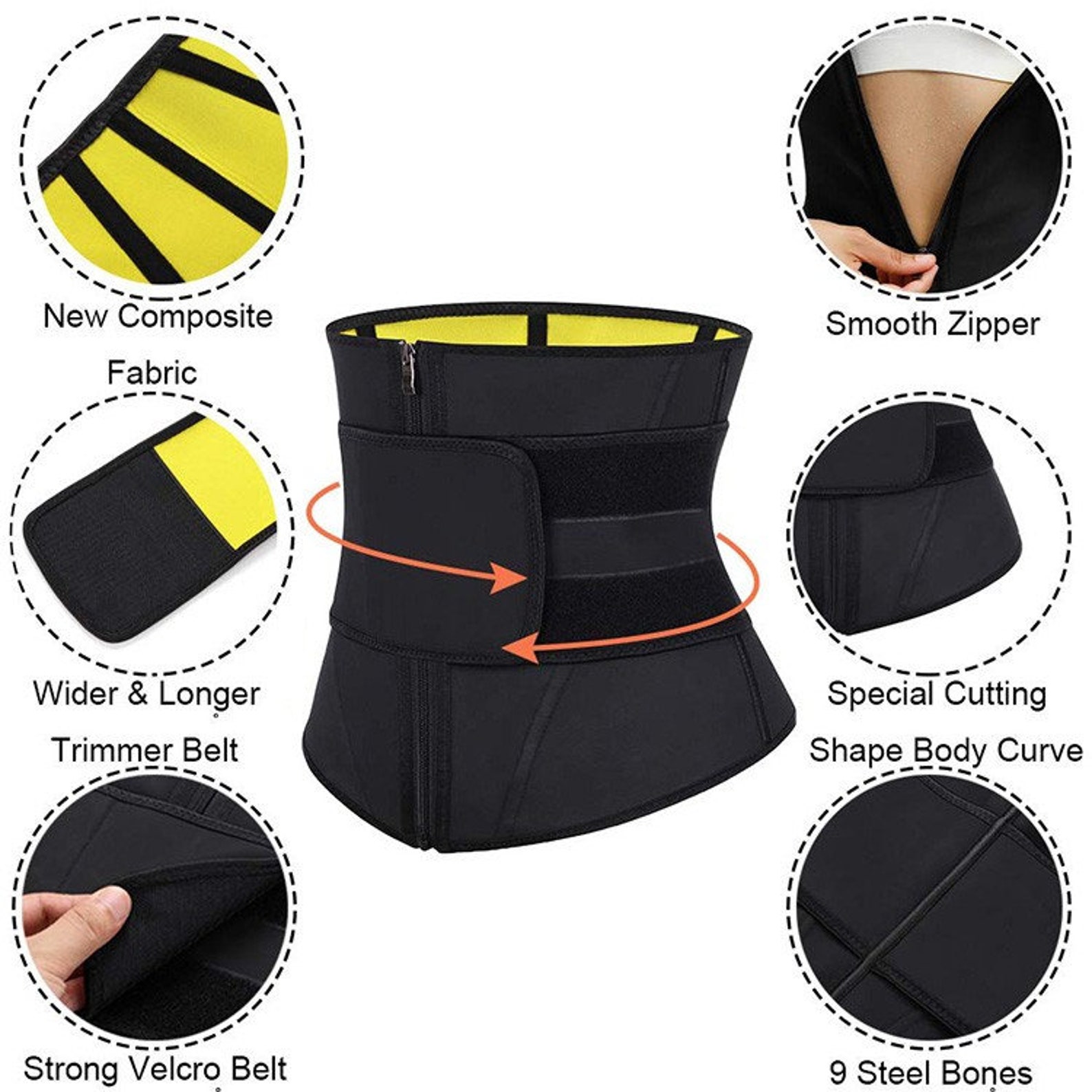 Zipper Widened Velcro Latex Waist Trainer Powerful Waist Etsy