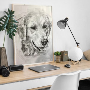 Pet Portrait - Realistic Charcoal Art Custom Handmade, Detailed Dog and Cat Drawing, Unique Gift for Animal Lovers From a Photo. Illustration