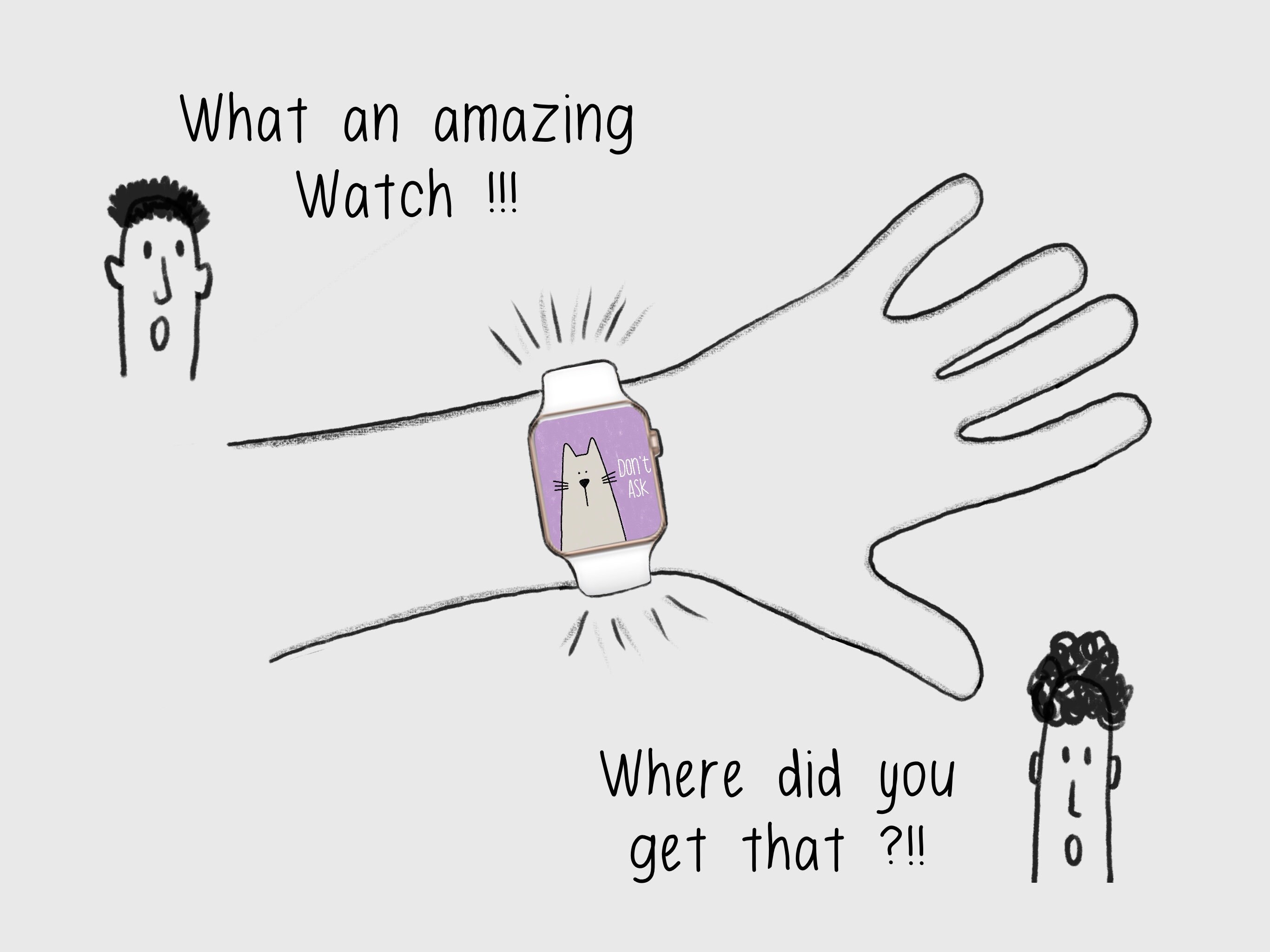 Apple Watch Wallpaper Funny Cats, Meme Cat Apple Watch Face, Hand Drawn