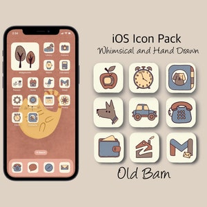 Hand Drawn iOS App Icons Pack Cat & Dog, iPad App Icons Pets, iPhone Wallpaper Brown and Blue, Animal iOS Icons