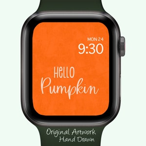 Sfondo per Apple Watch con scritta "Ringraziamento", quadrante autunnale con zucca arancione, sfondo autunnale divertente per le vacanze