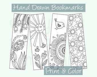 Summer Garden Coloring Bookmarks, Printable Floral Bookmarks (PDF)