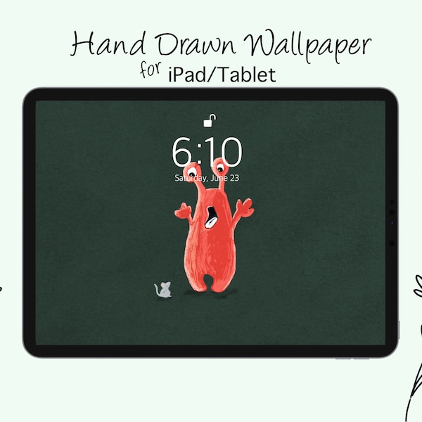Mouse & Monster iPad Wallpaper, Orange Monster Tablet Wallpaper, Cute Monster Wallpaper, Eek Wallpaper iPad, Monster Apple Wallpaper