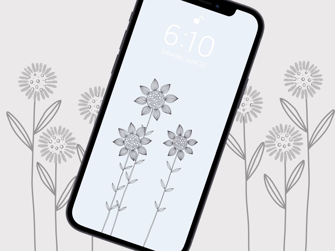 Phone Wallpaper Sunflower Wallpaper iPhone Minimalist Flower Etsy