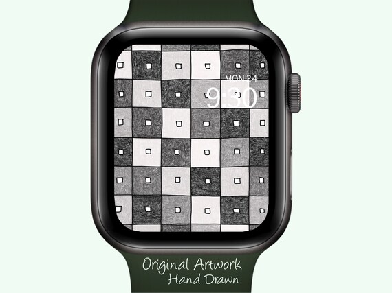 Fondo de pantalla del Apple Watch en blanco y negro esfera del reloj con cuadrados modulares Apple Watch con dibujo a lapiz fondo de pantalla del reloj con garabatos Etsy Espana